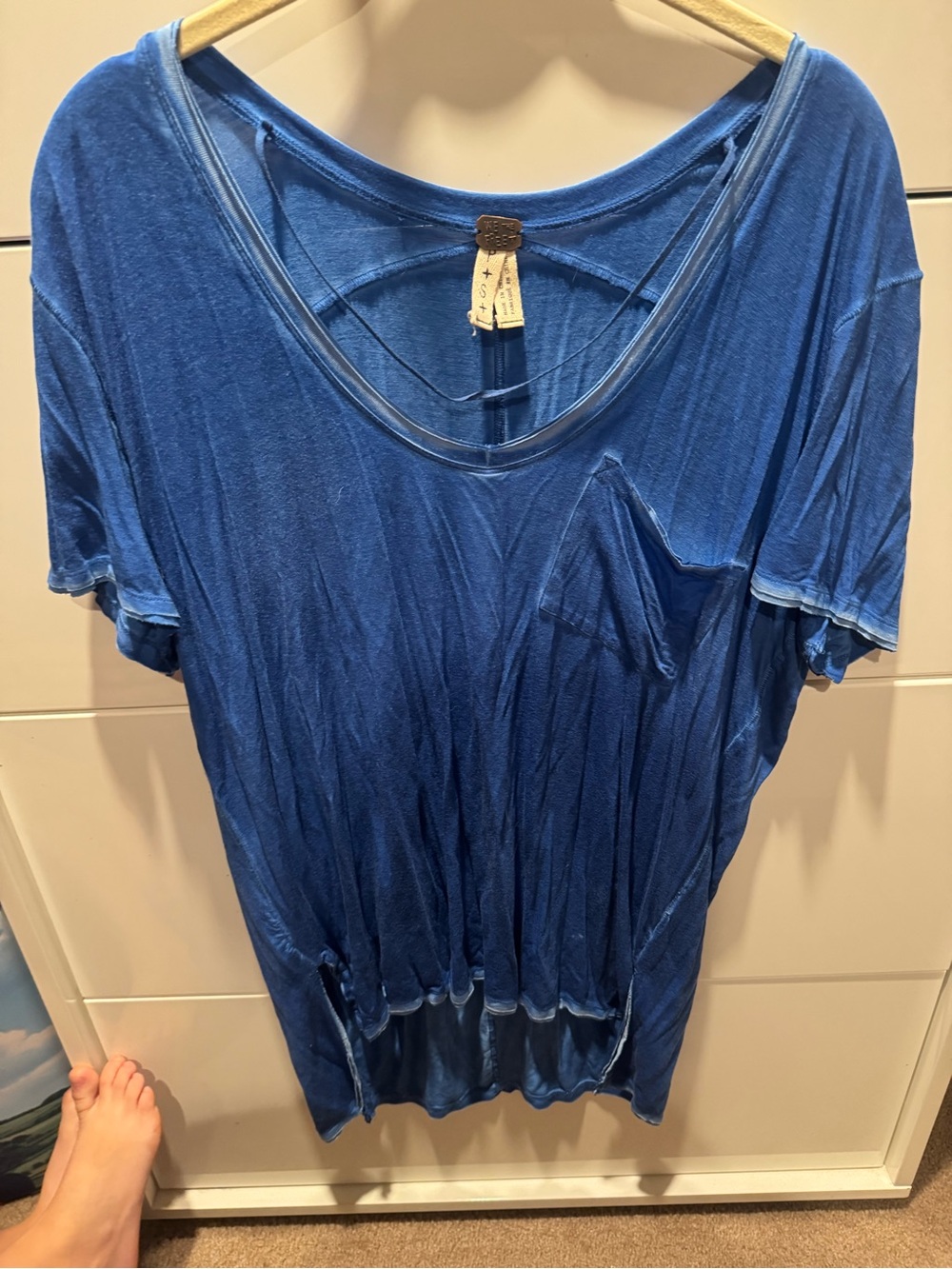 Free People Blue Women's Relaxed Pocket Tee